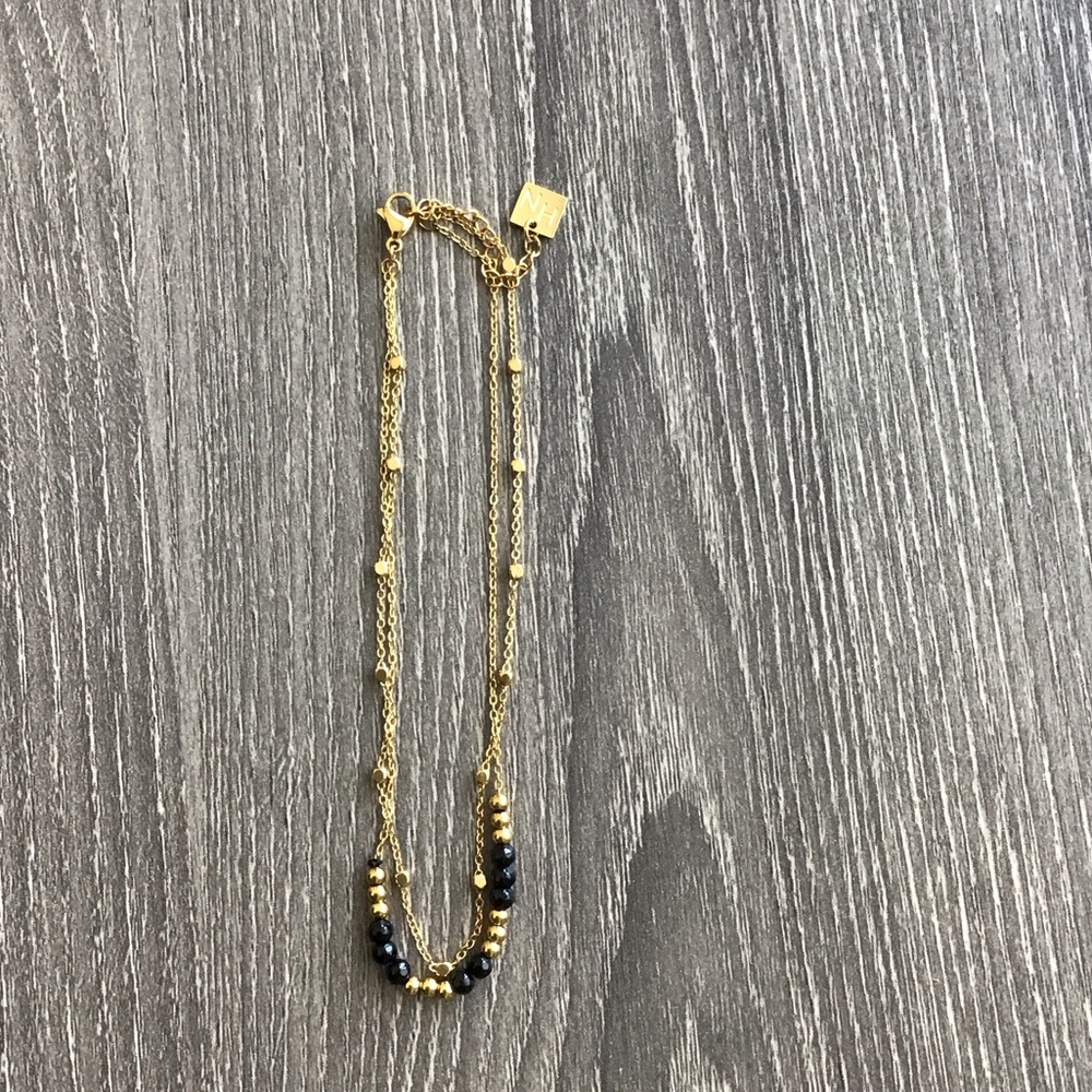 Elegant Gold and Black Beaded Bracelet/ Anklet